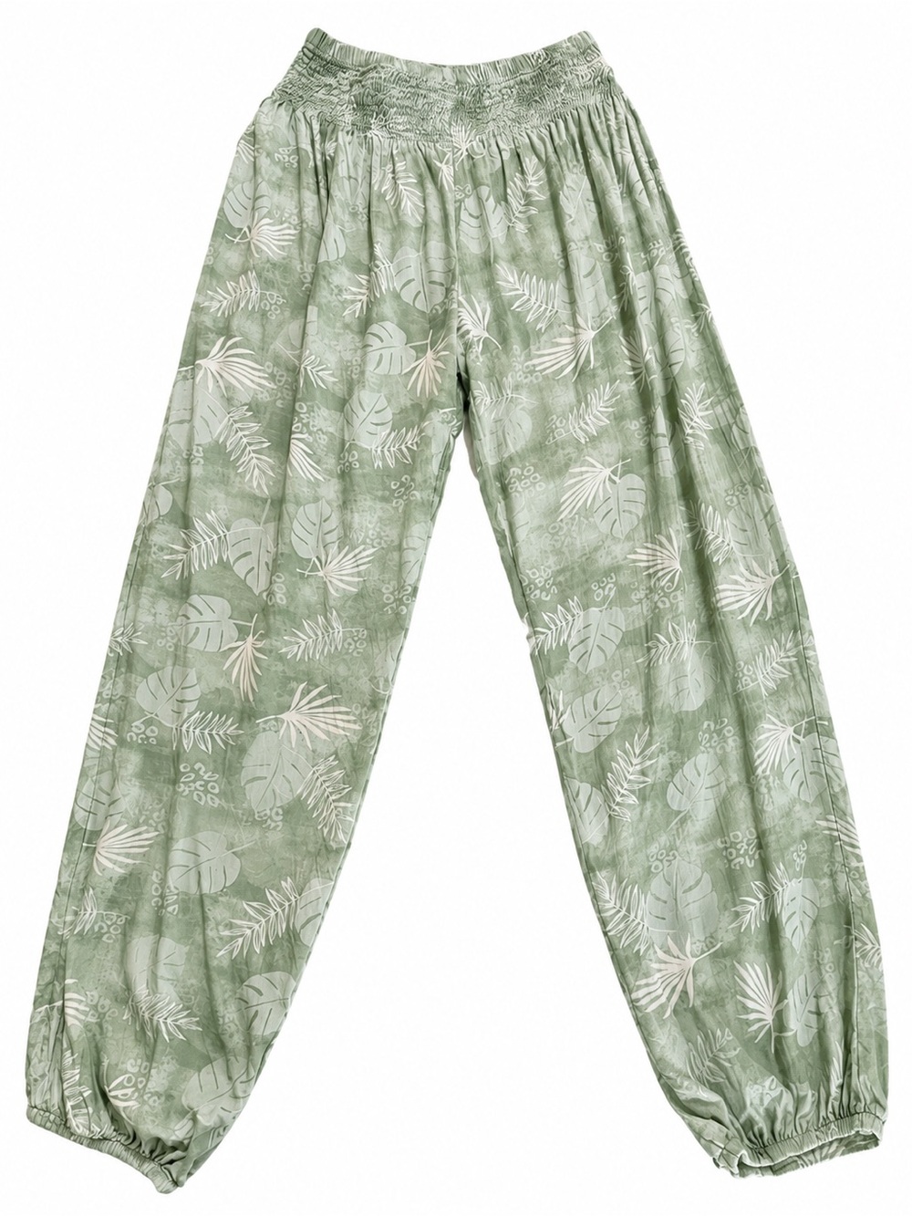 Women's Sage Tropical Print Elastic-Waist Harem Joggers - Picture 2 of 4